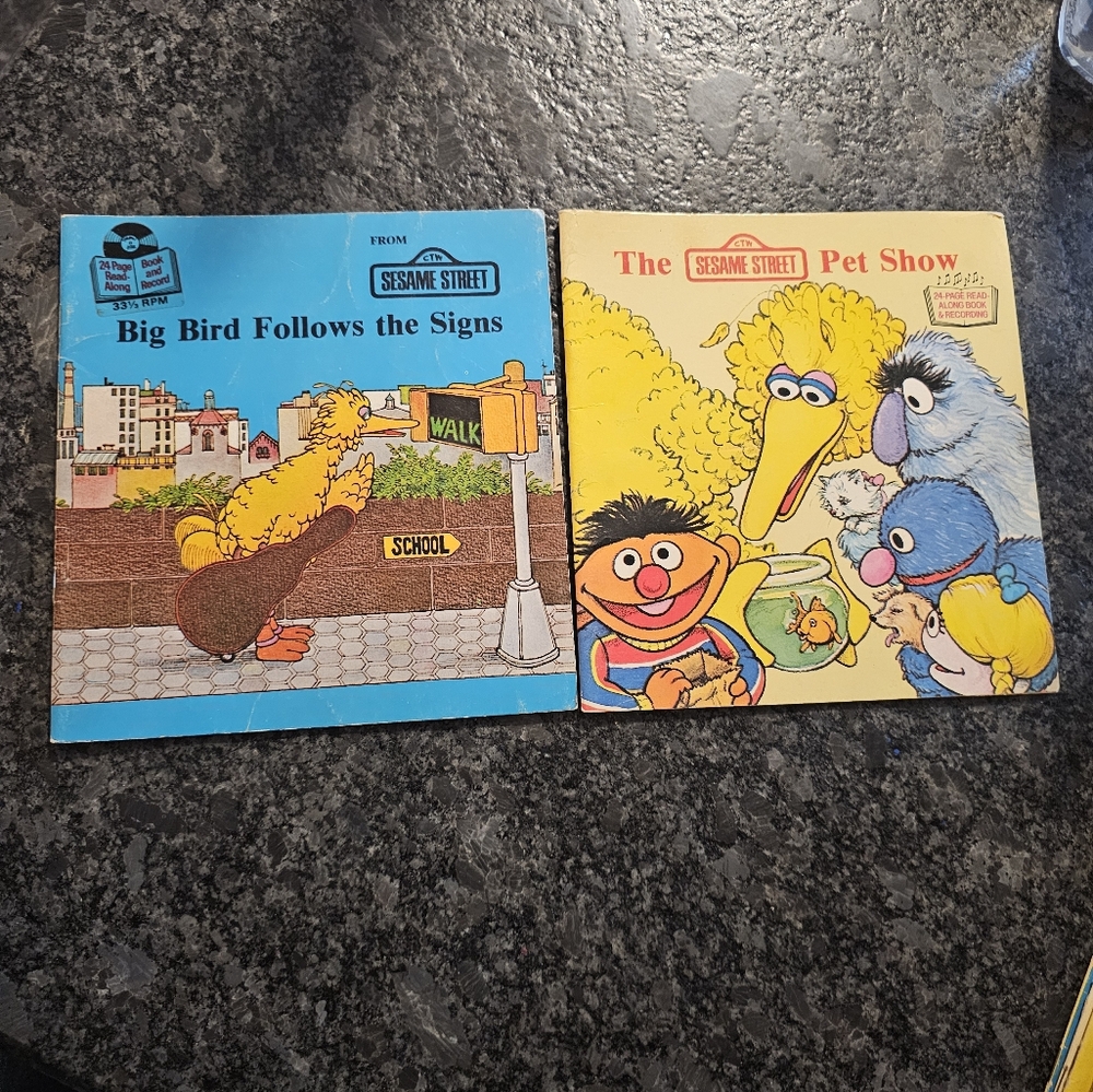 Sesame Street Read Along Book Lot 1981 Big Bird Educational NO VINYL RECORD vtg